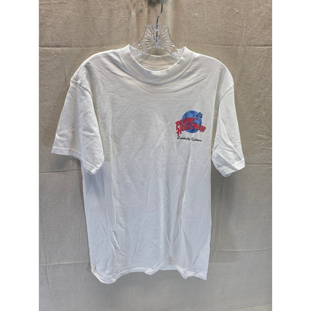 Vintage 1991 Planet Hollywood Celebrity Edition T-Shirt White Abstract Face S